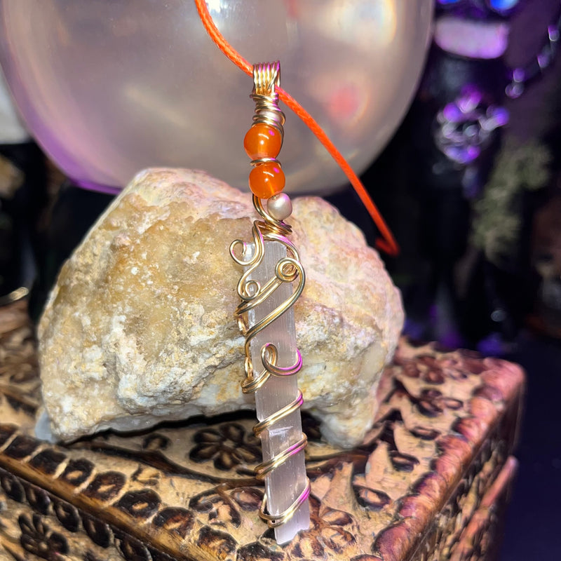 Raw Selenite Crystal Necklaces