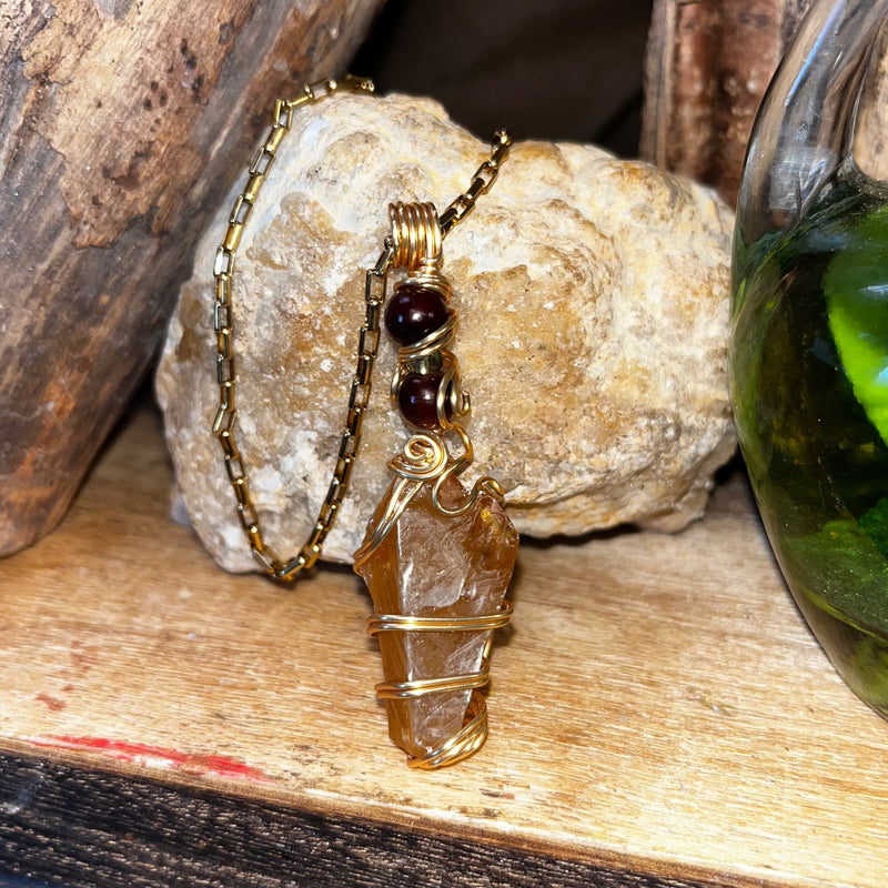 Honey Calcite Crystal Necklaces