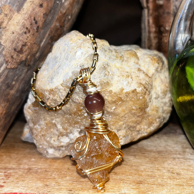 Honey Calcite Crystal Necklaces