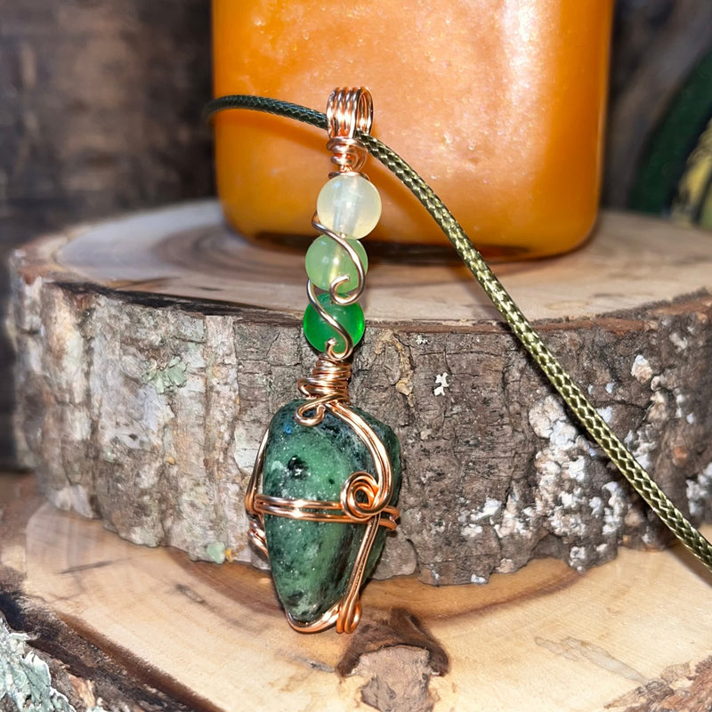 Ruby Zoisite Crystal Necklace