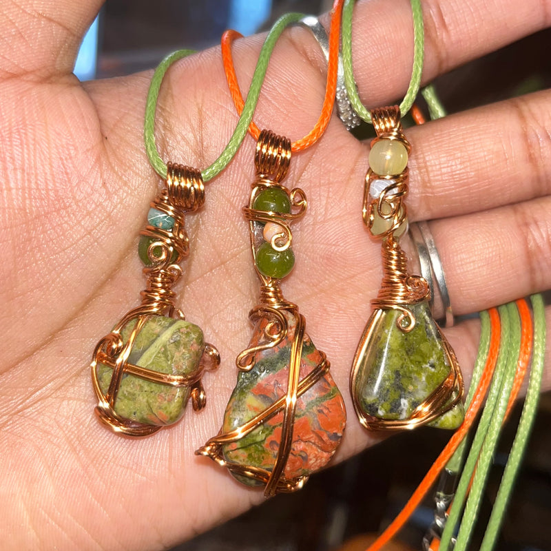 Unakite Tumbled Necklaces