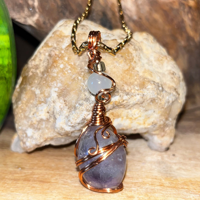 Copper Spider Web Green Fluorite