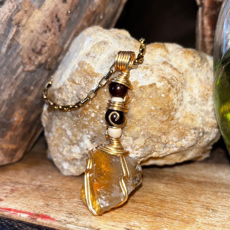 Honey Calcite Crystal Necklaces