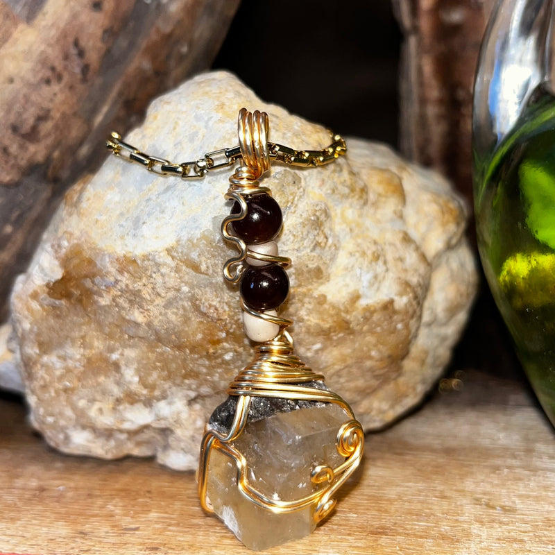 Honey Calcite Crystal Necklaces