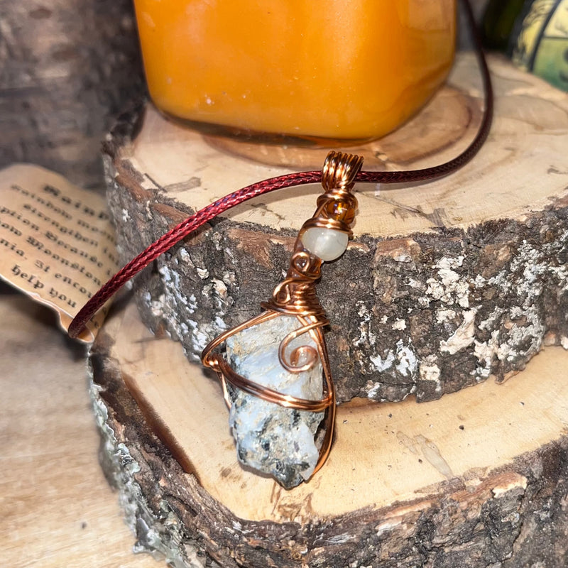 Rainbow Moonstone Crystal Necklace