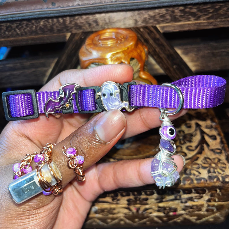 Small Purple & Green Cat Collars
