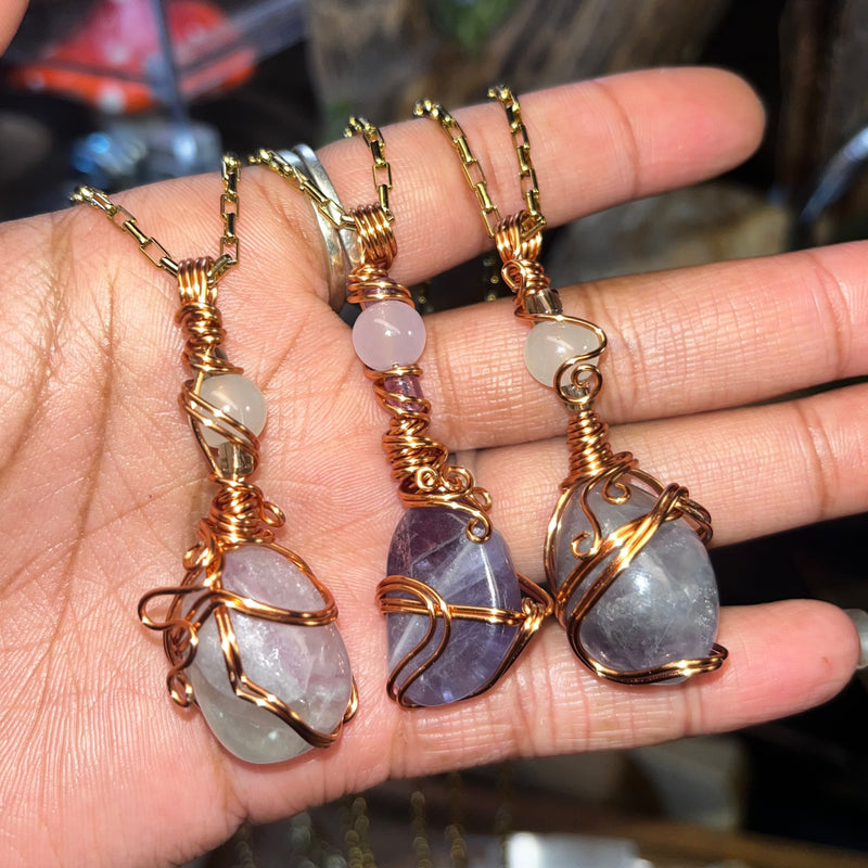 Copper Spider Web Green Fluorite