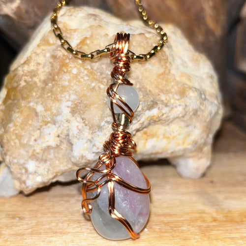 Copper Spider Web Green Fluorite