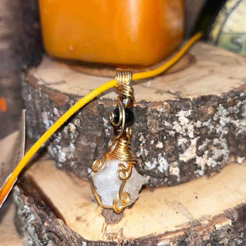 Rainbow Moonstone Crystal Necklace