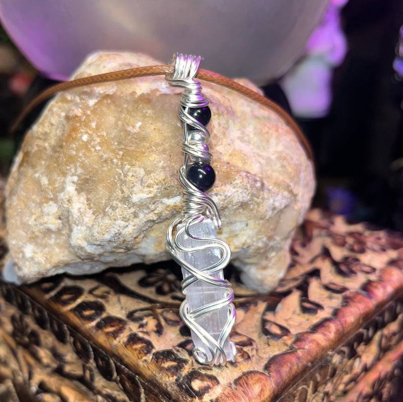 Raw Selenite Crystal Necklaces