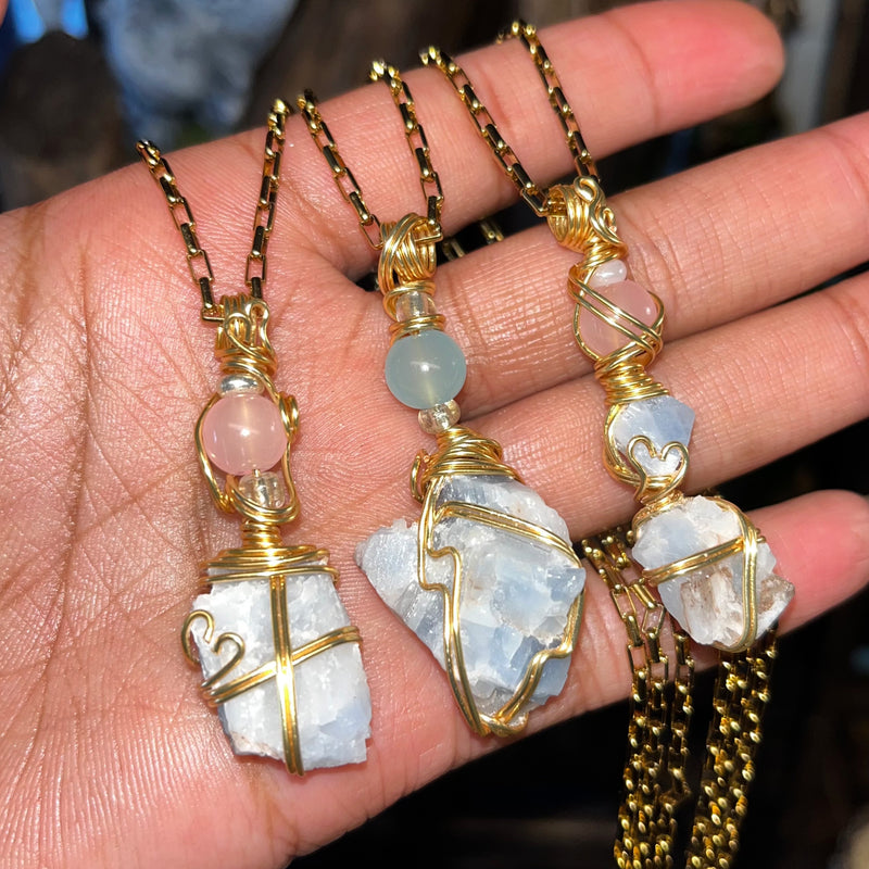 Blue Calcite Crystal Jewelry