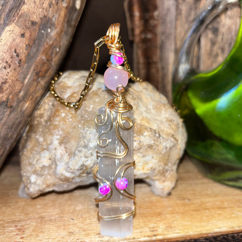 Raw Selenite Crystal Necklaces