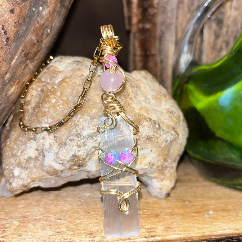 Raw Selenite Crystal Necklaces