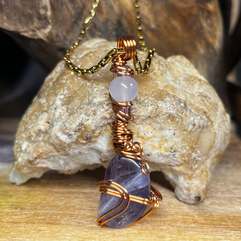 Copper Spider Web Green Fluorite