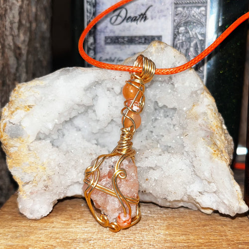 Pumpkin Sunstone Crystal Necklace