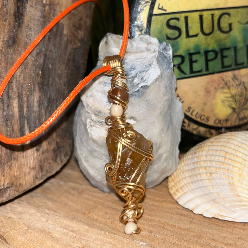 Honey Calcite Crystal Necklace