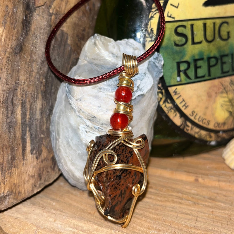 Golden Spider Web Mahogany Obsidian