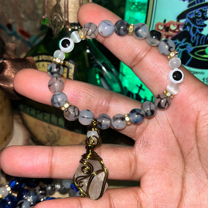 Raw Crystal Evil Eye Bracelets