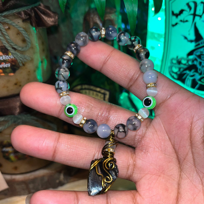 Raw Crystal Evil Eye Bracelets