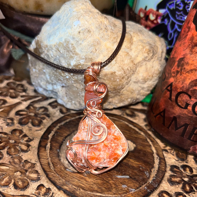 Orange Calcite Crystal Necklace