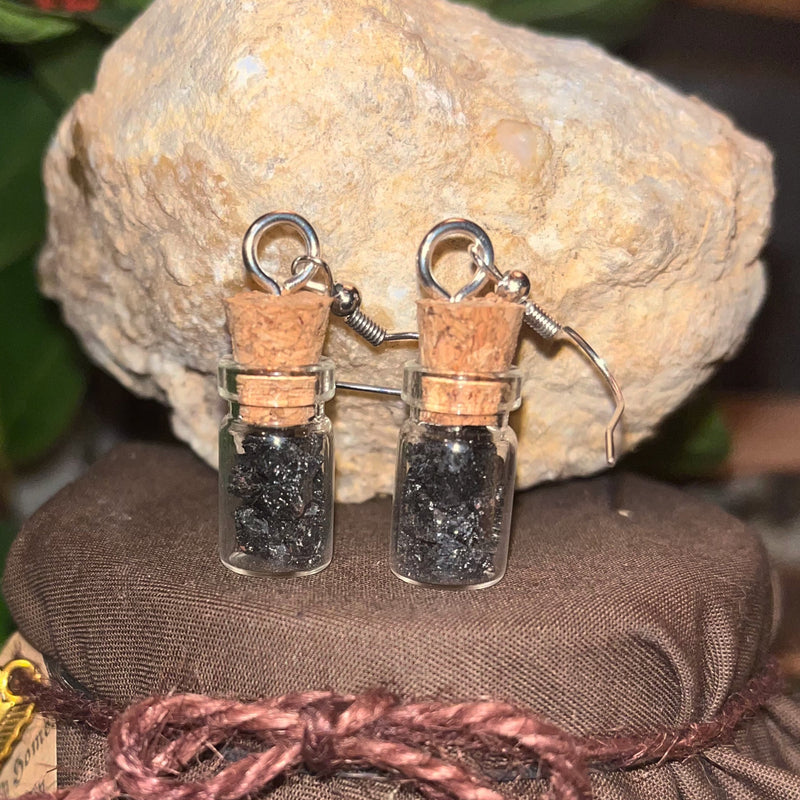 Black Tourmaline Mini Capsule Earrings