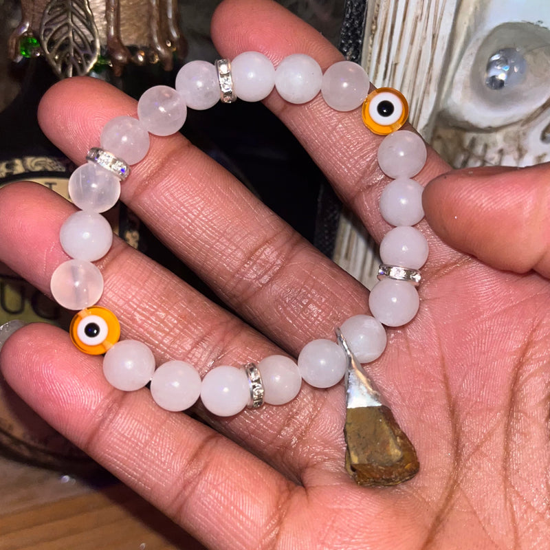 Raw Crystal Evil Eye Bracelets