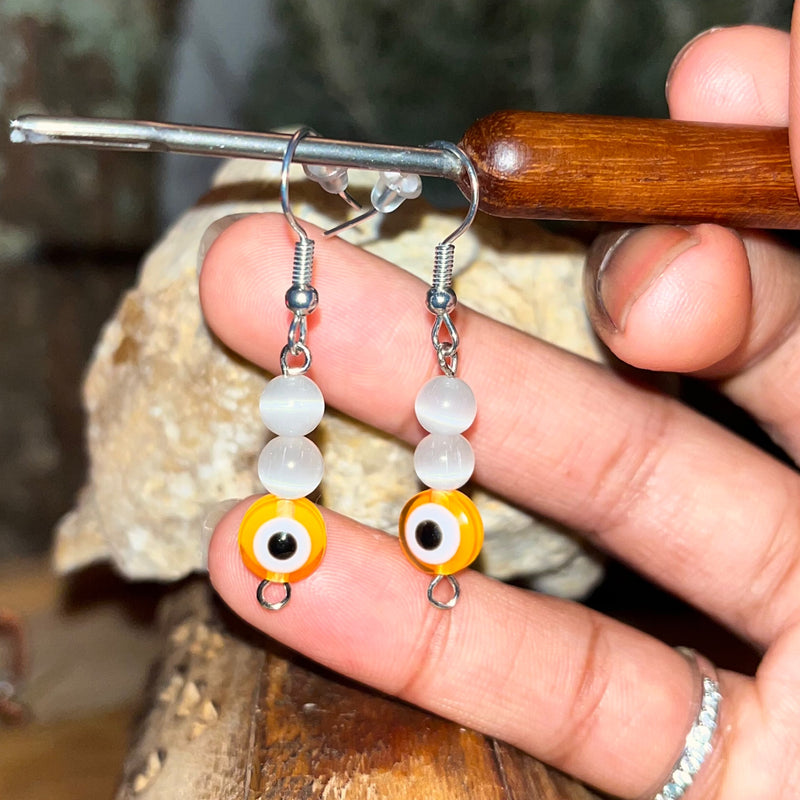 Silky Silver Evil Eye Earrings