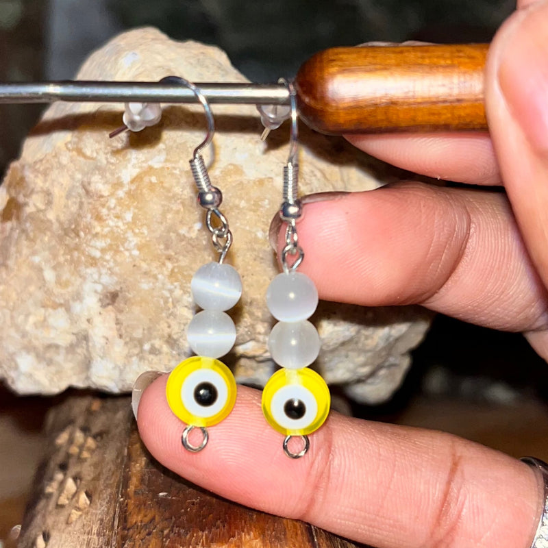 Silky Silver Evil Eye Earrings